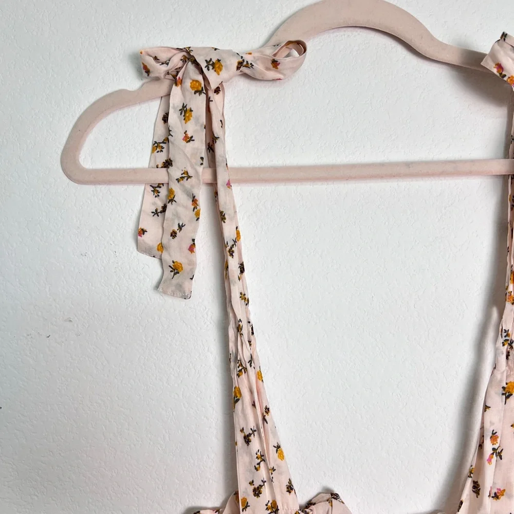 Intimately Free People Cream Floral Bella‎ Smocked Mini Dress XS